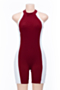 plus size contrast colors stitching summer hollow out button tight playsuit_Black_Sky Blue_Rose Red