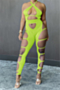 three colors solid color summer new style hollow out halter neck sexy jumpsuit_Black_White_Light Green