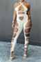 three colors solid color summer new style hollow out halter neck sexy jumpsuit_Black_White