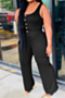s-4xl plus size summer casual solid button decor sleeveless bandage jumpsuit with belt (new add colors)_Yellow_Red_Black
