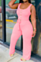s-4xl plus size summer casual solid button decor sleeveless bandage jumpsuit with belt (new add colors)_Yellow_Red_Black_Blue_Pink