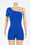 plus size 6 colors new fashion summer one shoulder stretch simple ribbed playsuit_Blue