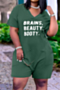 plus size 5 colors v-neck pockets loose new stylish letter printing casual playsuit_Black_Red_Green