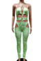 six colors plus size new style batch printing halter neck hollow out sexy jumpsuit_Orange_Purple_Beige_Light Green