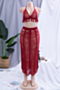 new plus size solid color sexy fringed backless knitted beach two-piece set (no lining)_White_Orange_Red