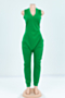plus size v-neck solid color 7 colors sleeveless fashion simple loose jumpsuit_Black_Beige_Dark Green