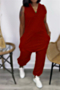 plus size v-neck solid color 7 colors sleeveless fashion simple loose jumpsuit_Black_Beige_Dark Green_Blue_Orange_Dark Blue_Rose Red