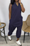 plus size v-neck solid color 7 colors sleeveless fashion simple loose jumpsuit_Black_Beige_Dark Green_Blue_Orange_Dark Blue