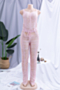 plus size 6 colors solid color see through no lining knitting sexy beach jumpsuit_White_Green_Black_Pink