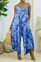 plus size new style summer tie-dye batch printing wide leg sling loose jumpsuit_Purple_Blue