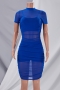 nightclub plus size  3 colors new stylish mesh see through sexy midi dress (three-piece set)_Black_Blue