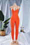 plus size 6 colors stylish summer solid color deep v-neck backless sexy tight jumpsuit_Blue_Sky Blue_Dark Green_Brown_Orange