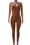 plus size 6 colors stylish summer solid color deep v-neck backless sexy tight jumpsuit_Blue_Sky Blue_Dark Green_Brown