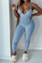 plus size 6 colors stylish summer solid color deep v-neck backless sexy tight jumpsuit_Blue_Sky Blue