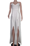 plus size s-3xl 3 colors solid color sling v-neck split pants fashion summer jumpsuit (with belt)_White