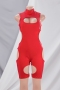 plus size 5 colors sexy summer sleeveless hollow out jumpsuit_White_Red