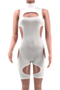 plus size 5 colors sexy summer sleeveless hollow out jumpsuit_White