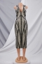 summer sequin embroidered sleeveless zip-up new stylish micro elastic slim midi evening dress_Black