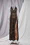 summer 4 colors sling deep v-neck mesh sequin embroidered sexy high split evening maxi gown_Black