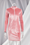 autumn new plus size solid color velvet stretch zip-up casual minimalist bodycon mini dress_Black_Blue_Brown_Pink