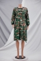 autumn plus size two colors camo printing stretch eyelets raw edge casual midi dress_Purple_Green