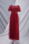 new stylish simple mesh patchwork see-through stretch embroidery zip-up plus size elegant maxi evening dress(with lining)_Rose Red