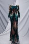 new stylish sequin stretch with padded zip-up backless plus size long sleeve elegant maxi evening dress(with lining)_Dark Green