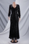 new stylish simple solid color sequin hollow stretch 7 colors plus size v-neck zip-up with padded elegant maxi evening dress(with lining)_Black