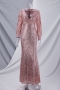 new stylish simple solid color sequin hollow stretch 7 colors plus size v-neck zip-up with padded elegant maxi evening dress(with lining)_Black_Dark Green_Rose Red_Dark Blue_Pink