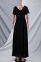 new stylish simple 6 colors solid color chiffon inelastic plus size zip-up elegant maxi evening dress(with lining)_Black