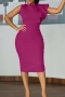 s-3xl summer new plus size 3 colors solid color micro-elastic ruffle zip-up back stylish office lady style midi dress_Black_Purple