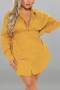 xl-5xl plus size autumn new stylish 7 colors simple solid color single breasted non-stretch loose casual mini dress_Black_Red_Dark Blue_Orange_Yellow