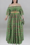 xl-5xl plus size summer new stylish 5 colors off-shoulder batch printing loose belt slight stretch casual maxi dress_Black_Purple_Red_Yellow_Green