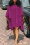 s-2xl plus size spring new 4 colors stretch butterfly sleeves button irregular loose casual midi dress_Black_Blue_Magenta