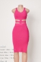 sexy 7 colors knitted stretch cutout sling slit slim midi dress_Black_White_Magenta