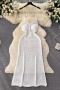 sexy slight stretch solid color ribbed knit padded sling midi dress_Black_White