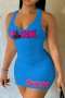 sexy slight stretch 4 colors letter printing sleeveless slim mini dress_Black_White_Orange_Blue