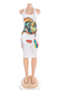 new plus size cartoon pattern print stretch low-cut sexy bodycon dress_White