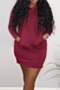 autumn new plus size solid color stretch hooded pocket stylish casual dress_Yellow_Black_Red_Rose Red