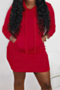 autumn new plus size solid color stretch hooded pocket stylish casual dress_Yellow_Black_Red