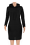 autumn new plus size solid color stretch hooded pocket stylish casual dress_Yellow_Black