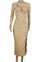 autumn new 4 colors stretch round-neck eyelets lace-up slit sexy elegant dress_White_Black_Beige