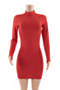 autumn new 4 colors stretch stylish casual mini dress_Black_Red