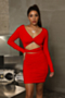 pure color autumn new stretch crossed v-neck hollow pleated sexy elegant bodycon dress_Black_White_Brown_Red