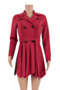 autumn winter new 8 colors inelastic suit collar thick stylish dress with belt_White_Khaki _Red
