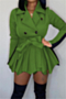 autumn winter new 9 colors inelastic suit collar thick stylish dress with belt (new add color)_White_Red_Rose Red_Orange_Khaki _Green