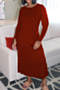 plus size 4 colors solid color autumn casual simple new fashion stretch dress_Black_Rose Red