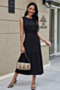 new stylish summer solid color sleeveless simple inelastic chiffon dress_Black