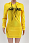 plus size 4 colors hooded pocket “lucky label” letter printing new stylish dress_Black_Red_Blue_Yellow