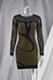 mesh see through plus size hot drilling stretch sexy slim dress_Gold